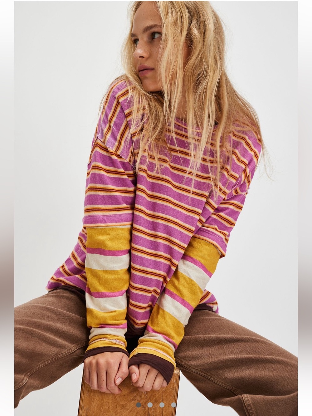 Free People Nina Stripe Long Sleeve Tee